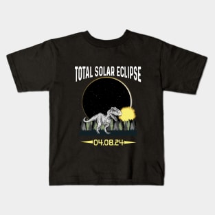 T-rex Solar Eclipse 2024 Kids T-Shirt